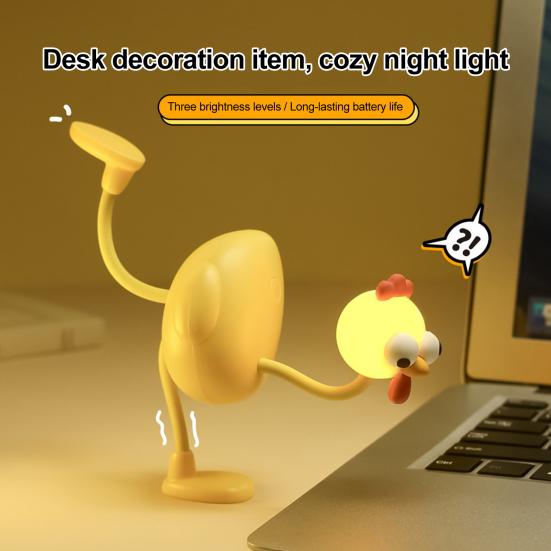 Yousheng Funny Chicken Night Light Flexible LED Desk Light with Bendable Neck And Movable Limbs Portable Bedside Lamp for Sleep Reading And Lighting