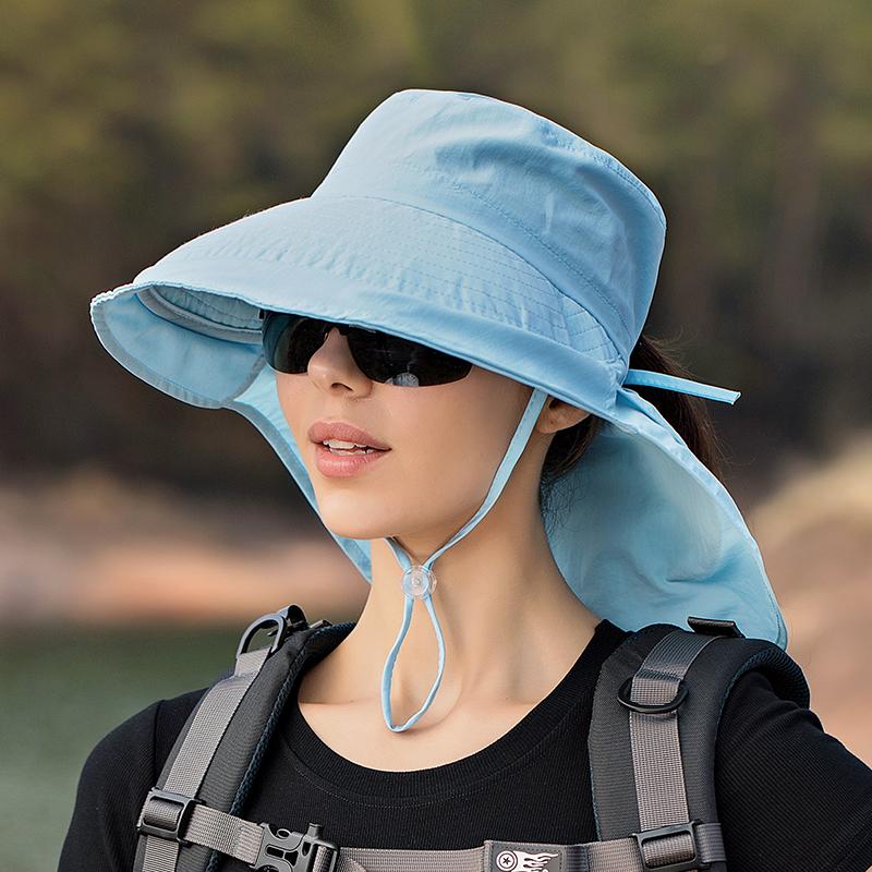 Women Wide Large Brim Sun Hat Bucket Hat Summer Outdoor Activity Fishing Hiking UV Anti Neck Protection Shawl Visor Cap Ladies Hat Bonnet
