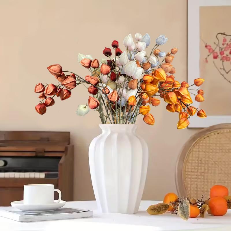 1PC Flower Arrangement Elegant Simulated Leaves Ornaments DIY Artistic Artificial Plant Scenery Lantern Fruit Branches 97CM