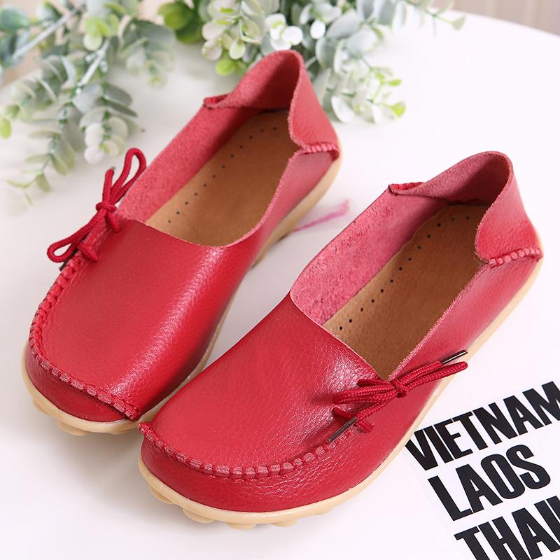 Damskie buty na platformie Oryginalne skórzane buty dla mamy Sznurowane Regulacja szczelności Retro Wygodne chodzenie Antypoślizgowe buty w dużym rozmiarze