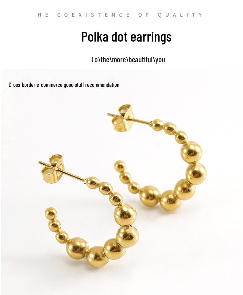 European and American Design: 18K Gold Titanium Steel C-Shaped Earrings for Women