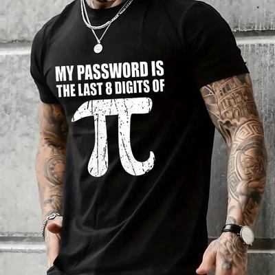 Herren T-Shirt Mathe Gleichungen Druck Lustiges Herren T-Shirt Mode Übergroßes T-Shirt Mein Passwort sind die letzten Ziffern von Pi Shirt für Herren