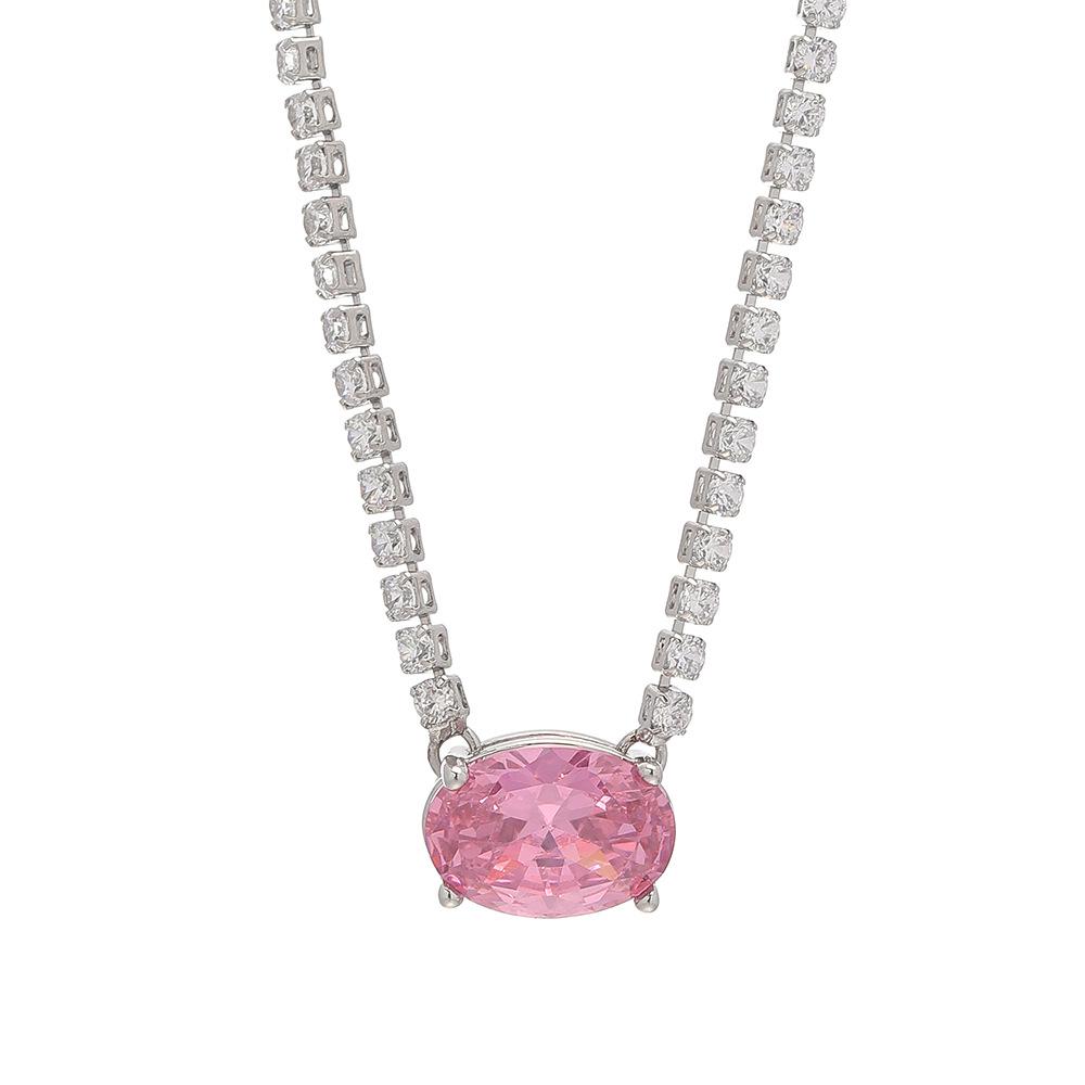 

Versatile Pink Heart Zircon Necklace for Women - Trendy Ins Cool Style Titanium Steel Jewelry розовый