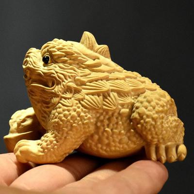 1 Stück Buchsbaum Goldene Kröte Ornament Tiermodellierung Holzschnitzereien Kunsthandwerk Heimdekoration Autodekoration Feng Shui Ornamente