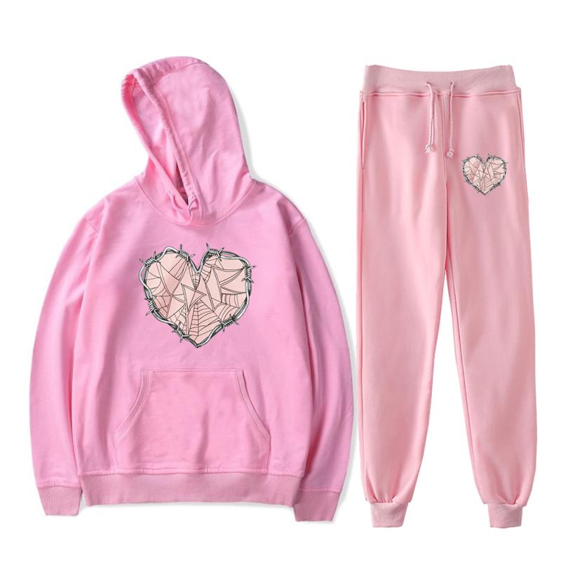 Liebe Herz Muster Druck Männer Frauen Trainingsanzug Sets Casual Hoodie Und Hosen 2 stücke Sets Übergroßen Sweatsuit Mode Paar Kleidung