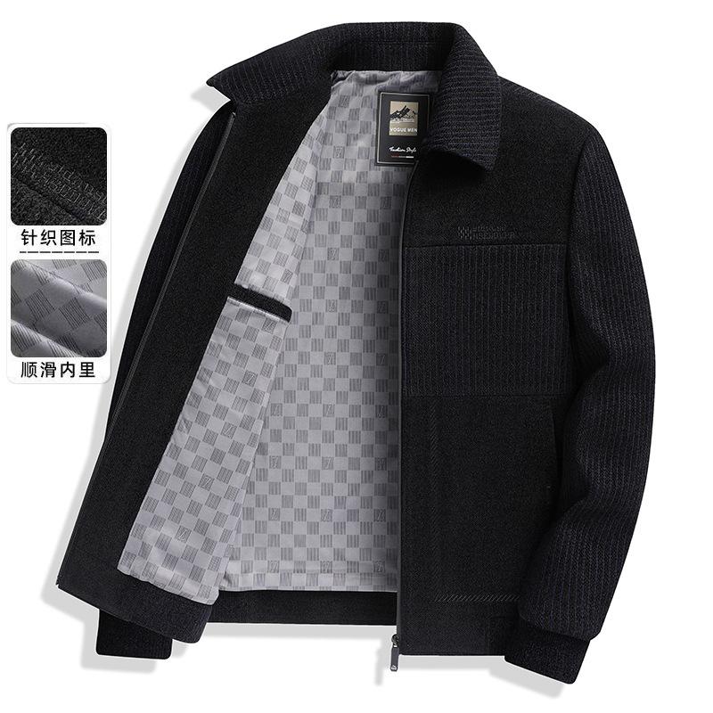 Winter Fleece Thermal Jacket for Men Is Not Easy To Wrinkle Suede Thickened High-density Medium and Old Woolen Jacket