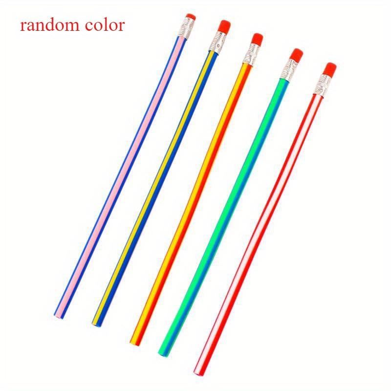 

5 шт. гибких карандашей с ластиками — мягкие, новаторский дизайн в разноцветную полоску для студентов — идеальный подарок на Хэллоуин, Рождество и День святого Валентина