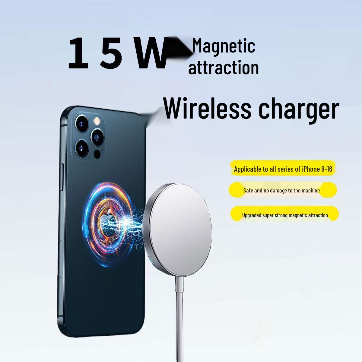 

Магнітна бездротова зарядка для iPhone 12-16: Компактний, наклейний дизайн