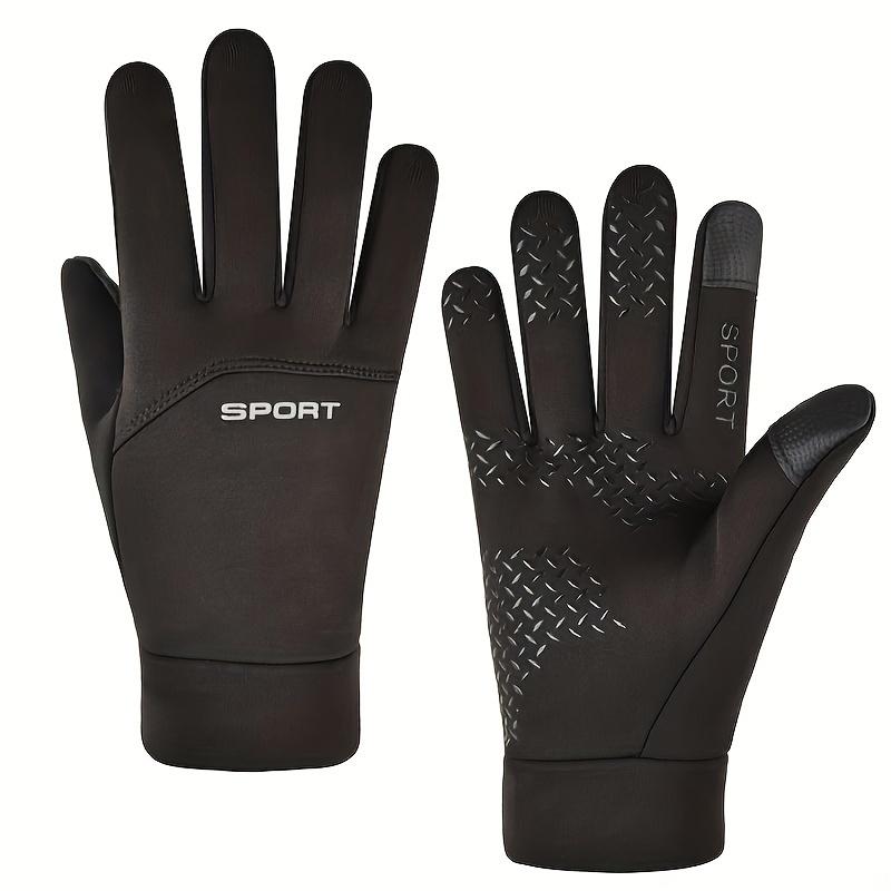 Men'S Winter Cycling Gloves Non-Slip Grip, Thick Polyester, Full Finger Design for Skiing, Running & Outdoor Sports