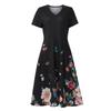 Women's Summer Casual Fashion Floral Print Short Sleeve V-Neck Swing Dress