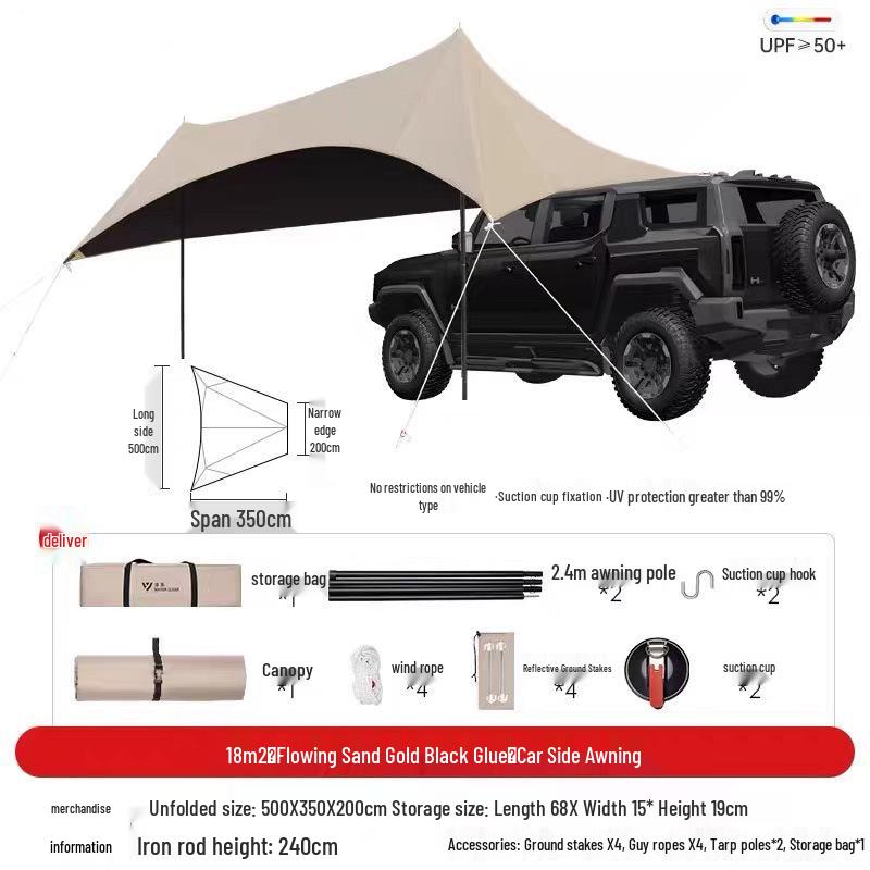 210D Silver-Coated Butterfly Tarp Tent: UV-Protected, Rainproof Hexagonal Sunshade for Camping and Picnics Unfolded Size 500*350*200 cm