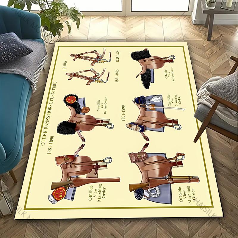Vintage Horse Tack & Accessories Print Carpet for Living Room,Bedroom,Office Mat, Rug - Perfect Gift for Horse Equestrian Lovers