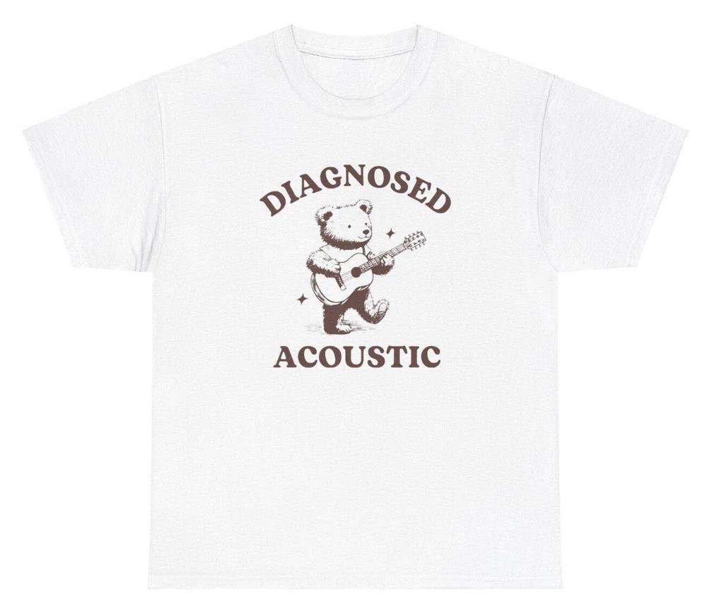 Diagnosed Acoustic Bear Guitar T Shirt Funny Autistic Autism Animal Humor Tee S