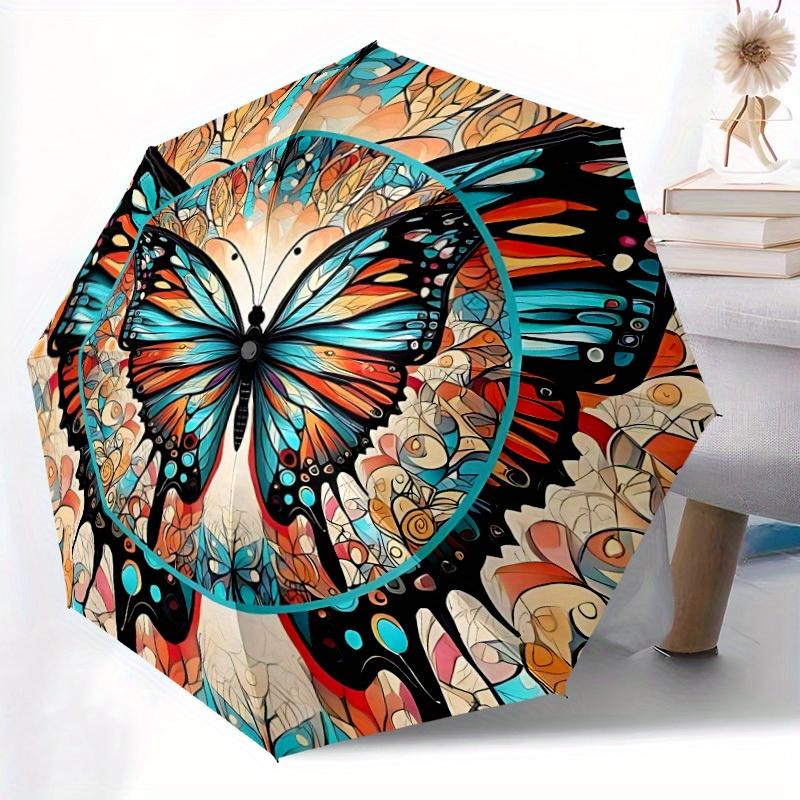 1pc Butterfly Mandala Automatic Umbrella High Quality Canopy, Portable Folding Umbrella with, Ideal Gift for - Travel 182