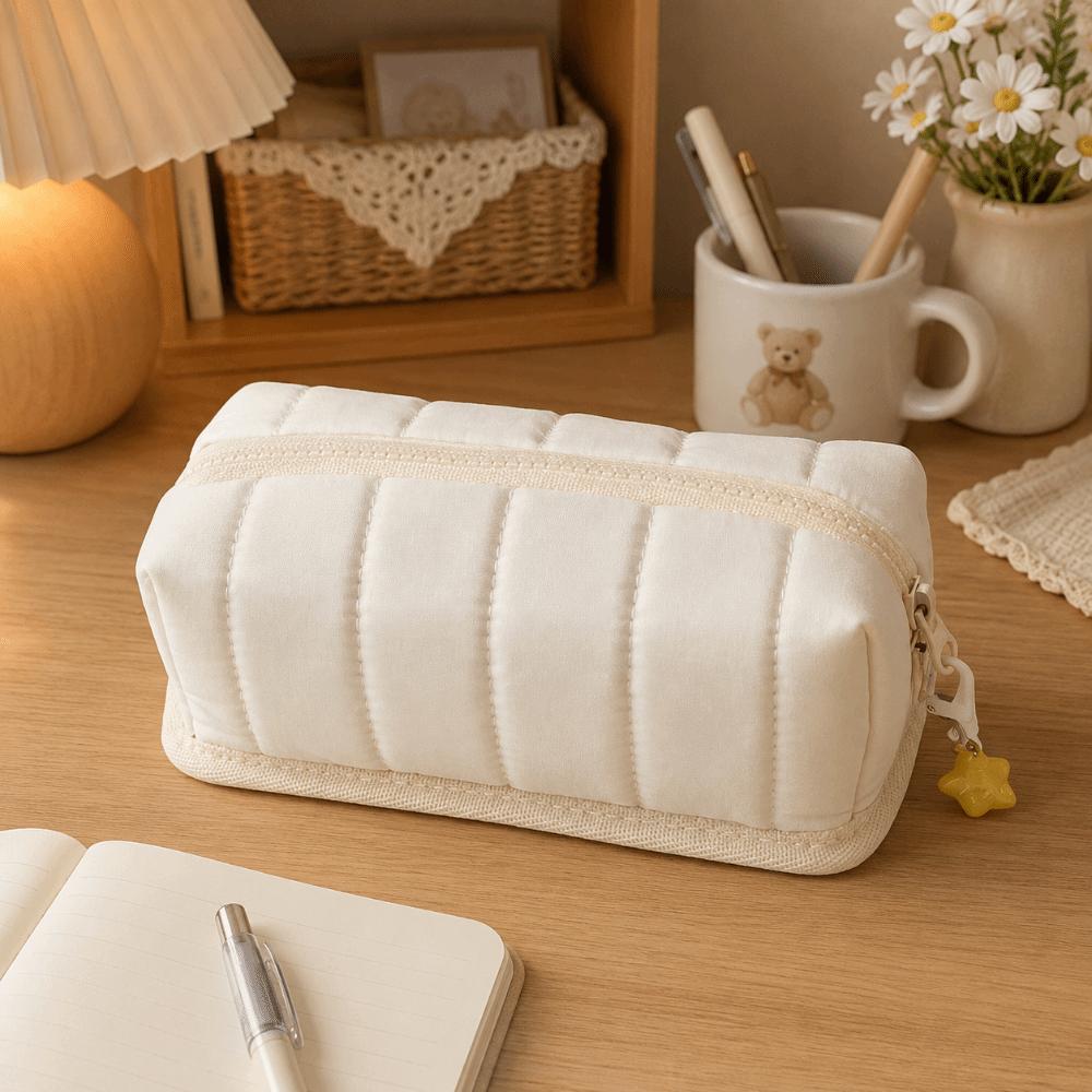 Solid Color Pencil Case Large Capacity Stationery Bag Portable Pen Bag  School Supplies