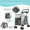 Dog Stroller with 360-degree Wheels, Foldable Pet Cart, 5 Ventilation Windows & Removable Tray, Outdoor Travel Dog Cart for Small/Medium