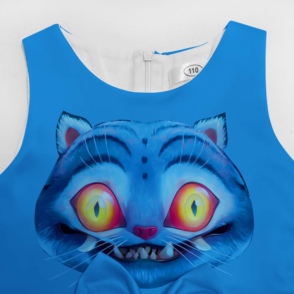 Children's Cartoon Printed Bow Sleeveless Dress Evening Gown