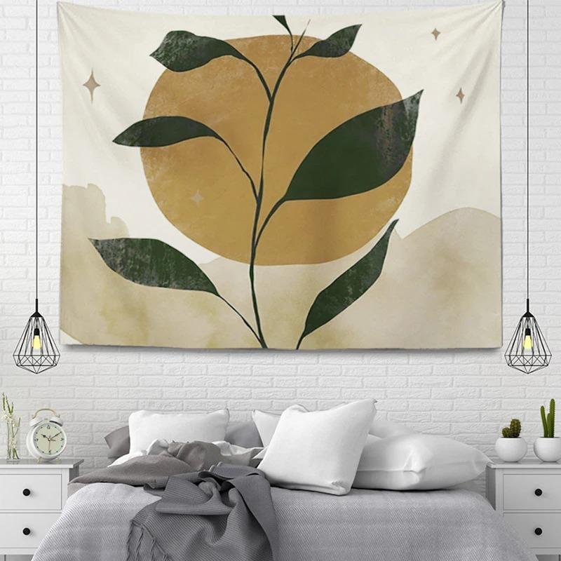 Nordic Plant Pattern Tapestry Aesthetic Home Room Decoration Bohemian Hanging Large Cloth Autumn Simple Bedroom Carpet