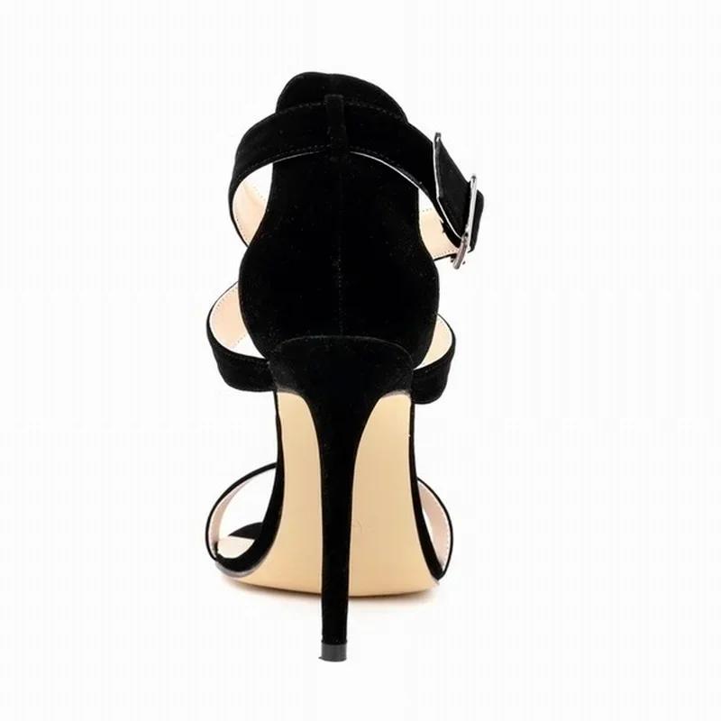 Women Sandals Stilettos  Summer Sexy Pumps 11cm Peep Toe Ankle Strap Velvet Thin High Heels Ladies Party Dress Wedding Shoes