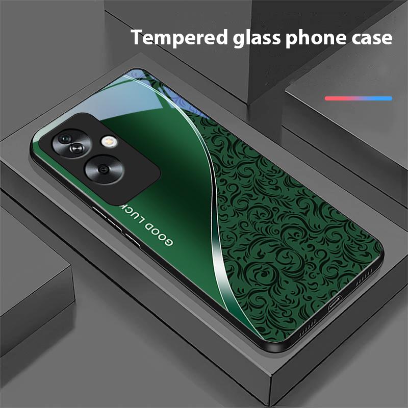 Gradient Pattern Blue For Oppo A79 5G 58 78 74 60 4G Reno 11F Realme GT 6 11 Note 50 10 C55 X2 Tempered Glass Black Phone Case