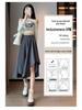 Women's Korean Style A-Line Half-Skirt, Versatile Mid-Length, Slimming Flare, Spring/Autumn Fashion.