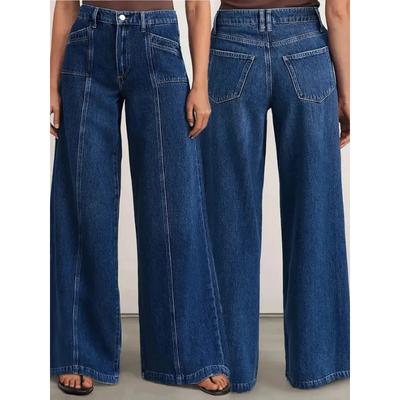 """Dunkelblaue Wide Leg Jeans für Damen - Stilvolle Denim-Hose für Komfort und Vielseitigkeit"""