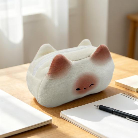 Cute Cat Pencil Case Large Capacity Pencil Pouch Cute Toast Shape