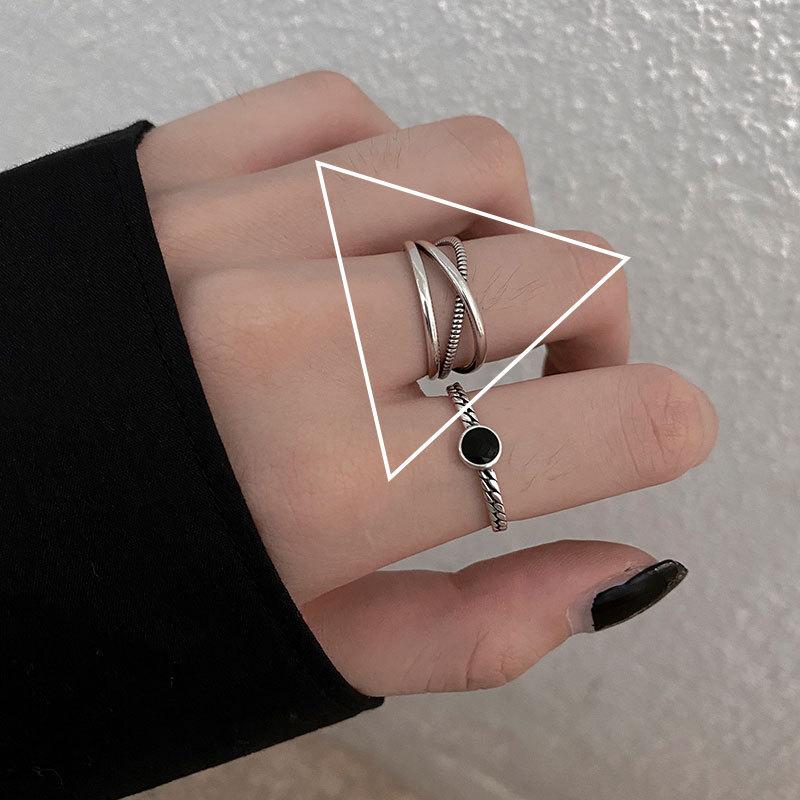 925 Silver Rings New Party Jewelry Vintage Charm Double Layer Geometric Nail Design Accessories Gift Dropship