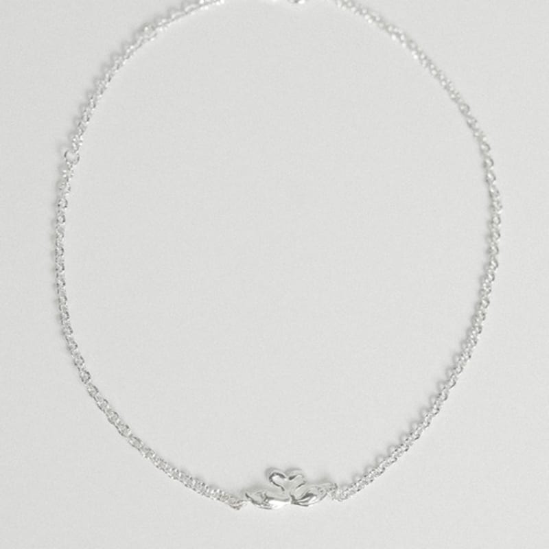 Baked Alaska [SILVER] Kissing Swan Chain Anklet