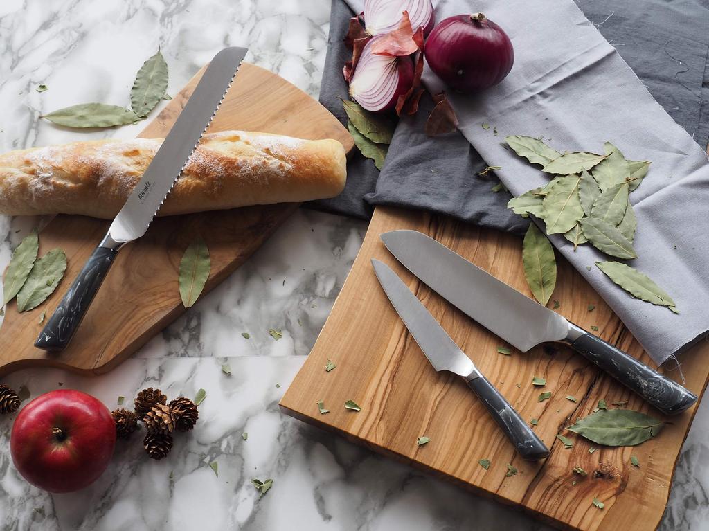 Fuji Cutlery Santoku 165mm Molybdenum Special Steel Knife for and with a Handle That Blends In with Your Mardle Kitchen Knives Double-Edged Meat,