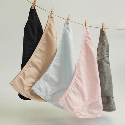 Skinny Five Air Cotton Triangle Panties Big Size 5 Pieces 1 Set (Beige + Black + Pink + Sky + Gray)