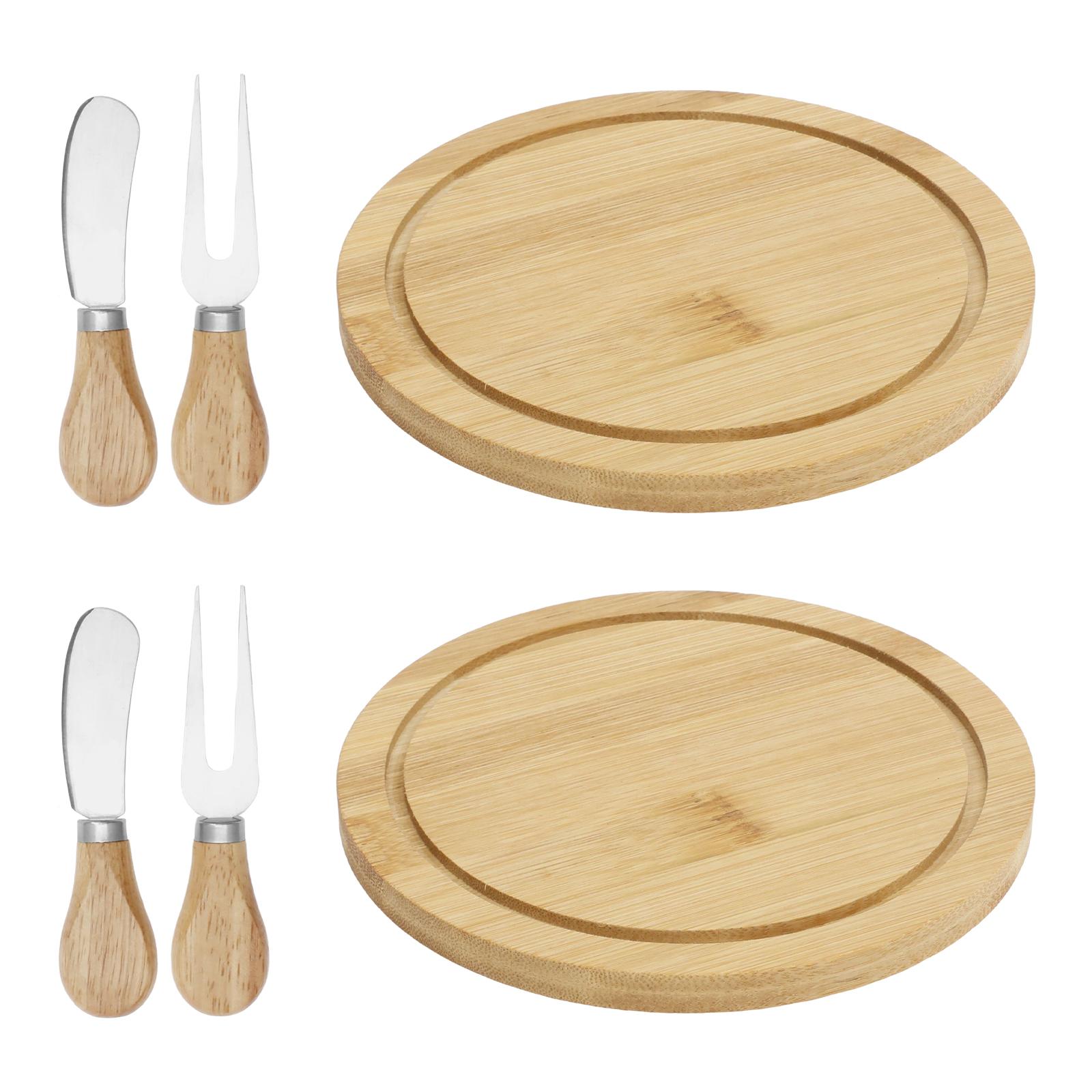 

Cheese Board Bamboo Butter Cutter Board Set Cake Dessert Pastry Mini Tray with Knive and Fork for Wedding Birthday Party Cutlery