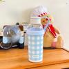 Plaid High Appearance Level Thermos Cup Office Tea Cup Portable Stainless Steel Water Cup Women's Gift Cup