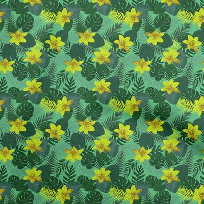 Cotton Poplin Green Fabric Tropical Craft Projects Decor Fabric Printed By The Yard 42 Inch
