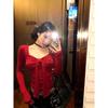 Bow Long-sleeved T-shirt for Women In Spring Pure Desire Tight-fitting Bottoming Shirt To Wear with Slim V-neck Top