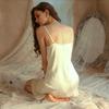 Robe de nuit et lingerie sexy en soie glacée satinée pour femme Printemps/Été