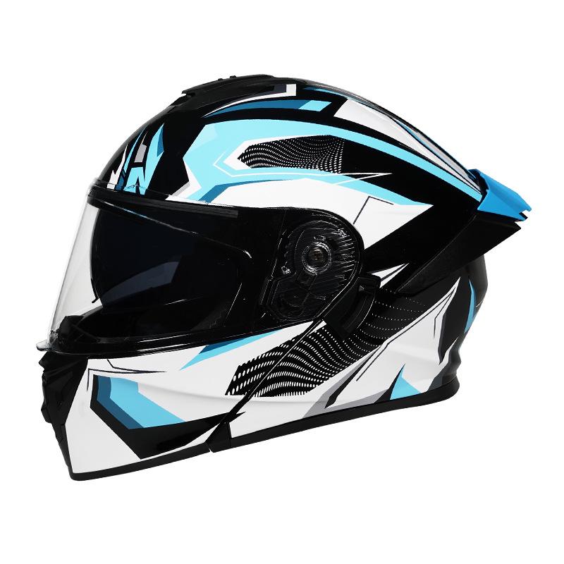 3C Certified Flip-up Dual Visor Full Face Helmet for Men and Women - All Seasons