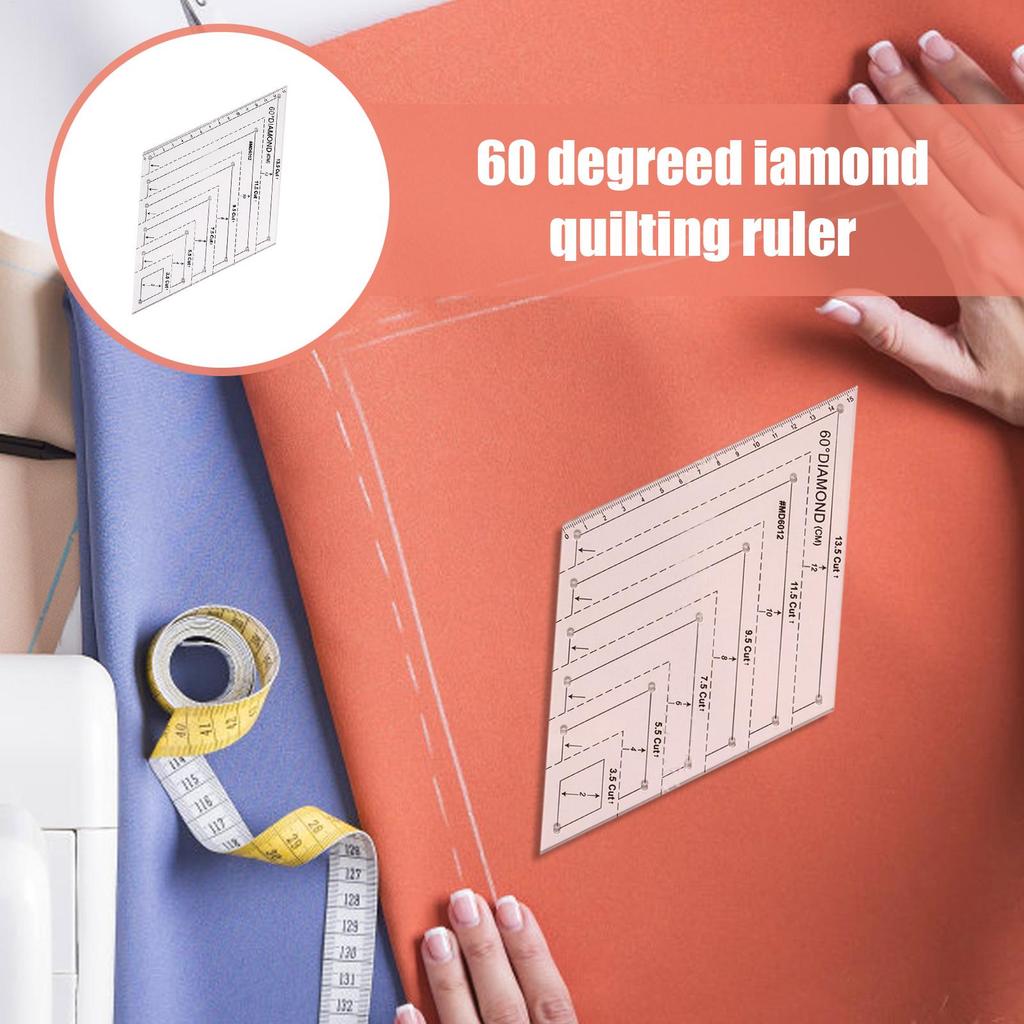 Quilt Templates 60 Degree Rhombus Ruler Quilting Template Transparent Stencil Tool For Textile Crafts Fabric Art Handmade