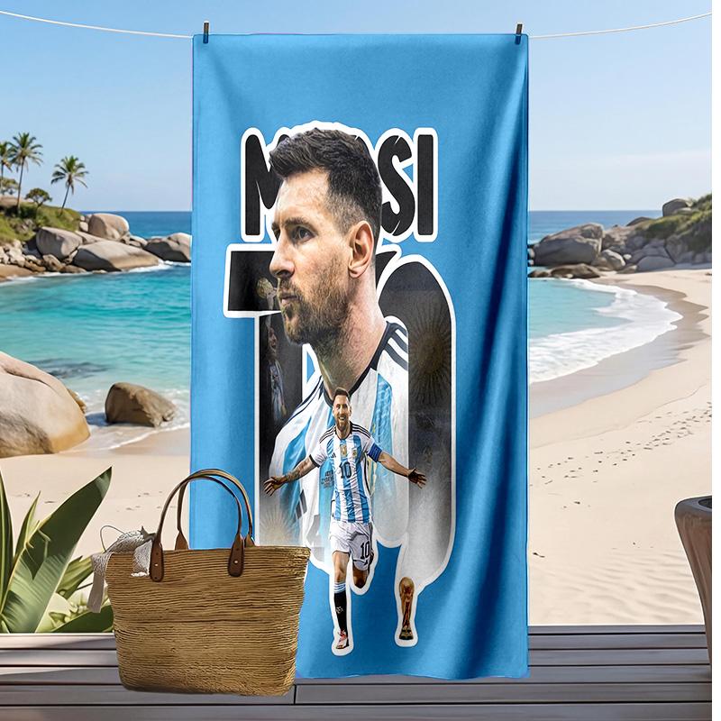 Lionel Messi Printed Beach Towel Quick Dry Soft TowelPortable Large Rectangular Beach Blanket for Travel Swimming Pool