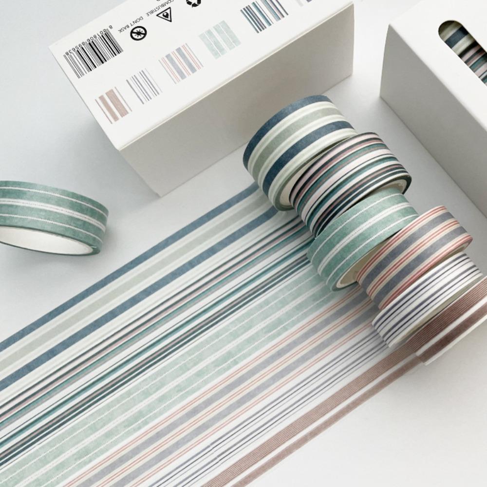6Rolls/box Kawaii 6 Colors Plaid Washi Tape DIY Handbook Wrapping Paper Stickers