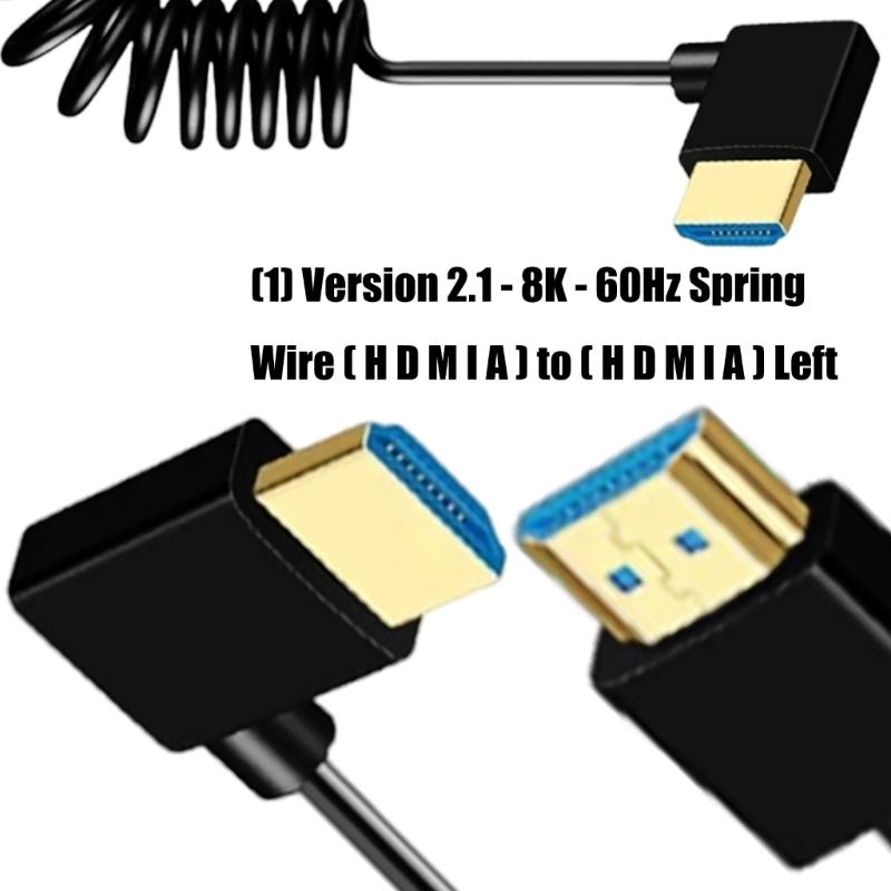 Spring Coiled UHD2.1 2.1 Cable 8K@60Hz Stable Signal Transmission Gold Plated Connectors for Gaming Consoles Projectors