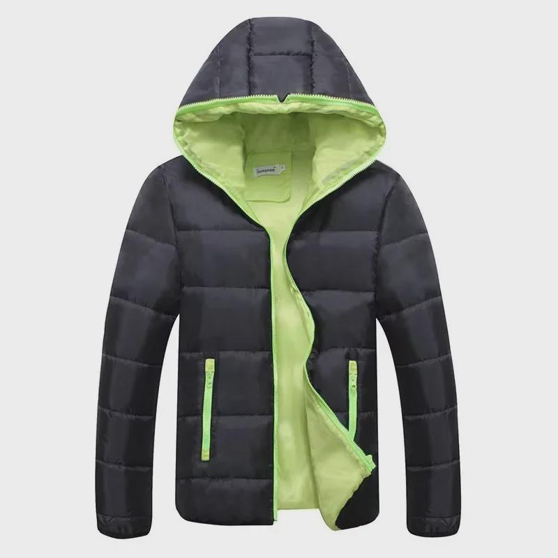 Classic Men's Slim Hooded Cotton Coat - Candy Color Zipper Design