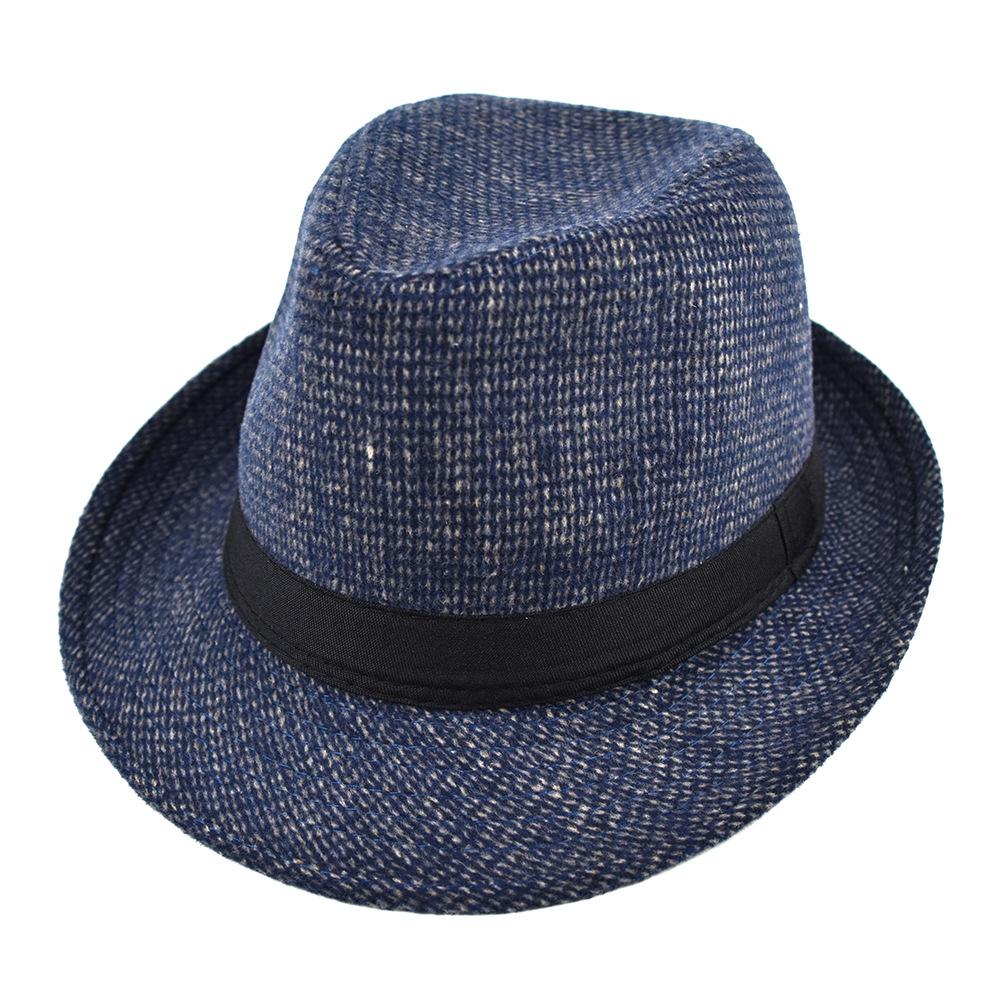 British Winter Wool Plaid Top Hat Mid- aged Men's Jazz Hat Sunshade Hat Large Warm Brim Wedding Party Bucket Fedoras Hat Cap