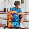 Dragons Backpack For Boys Girls Red Blue Fire Bookbags Lightweight Adjustable Elementary Middle High School Bags