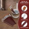 12PCS Round & Flat Head Paint Brush Set Wine Red Polished Handle Soft Nylon Fiber Watercolor Brushes Reinforced Connection