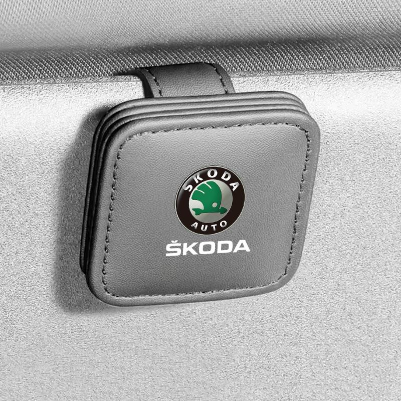 Car Sunglasses Clip Magnetic Sun Visor Card Storage Clips For Skoda octavia 3 2 superb 3 kodiaq Fabia Kamiq Karoq Accessories FP1