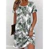 Summer Round Neck Short-sleeved Loose Slimming Hawaiian Style Floral Casual A-line Dress