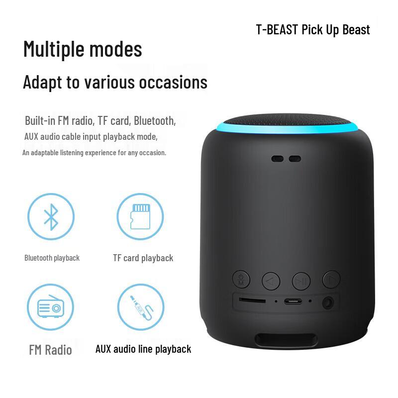 T-BEAST Portable Outdoor Bluetooth Speaker with RGB Lights CN plug (adapter included)