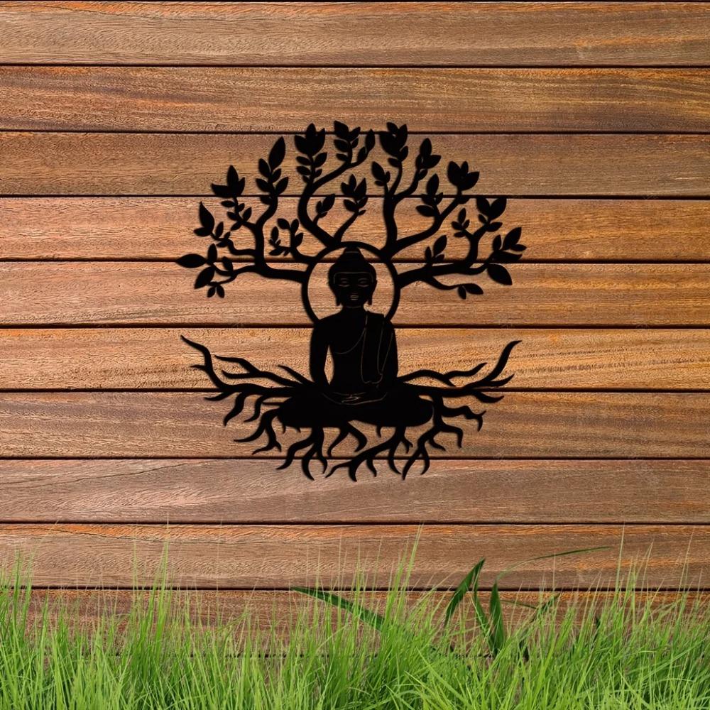 1pc Metal Wall Decor - Buddhism Theme Inspired Wall Art Decorations for Bedroom, Graceful Sticker Mural and Metal Wall Hanging