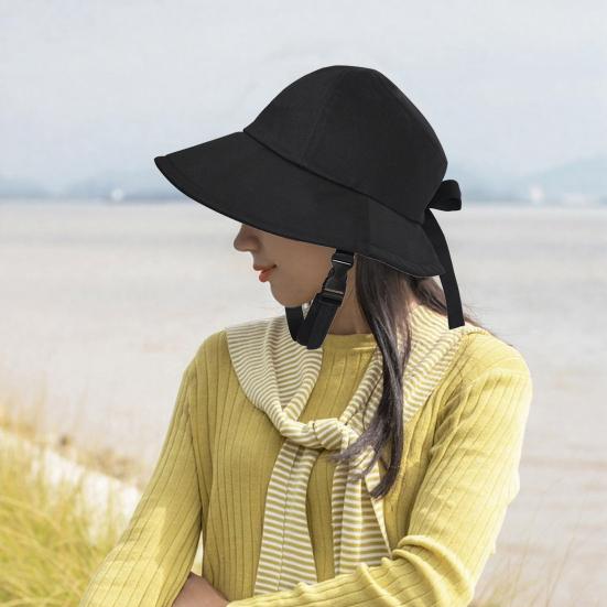 Women's Knot with Sun Hat UV Bow Ponytail Hole Summer Beach